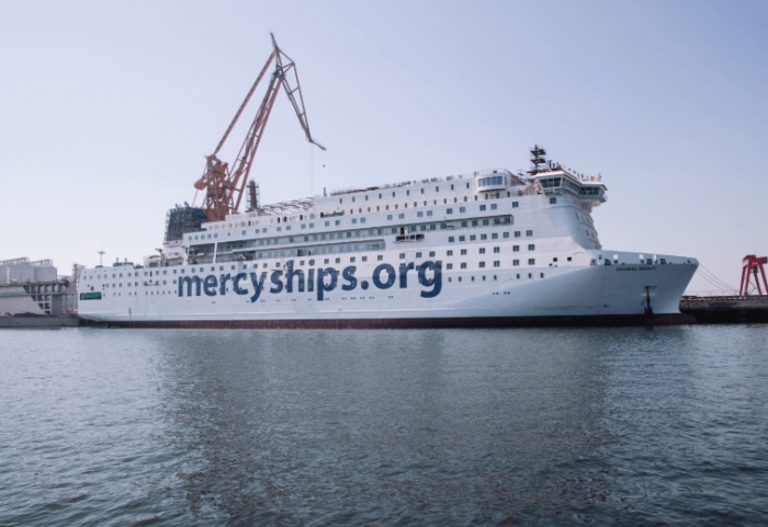 GLobal Mercy in the shipyard